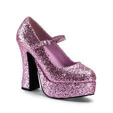 SHOES: Mary Jane Shoes, Pink Glitter -