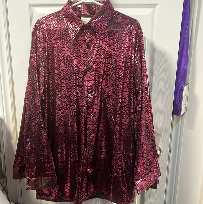COSTUME RENTAL - X47 Disco Shirt, Snake skin pink XL