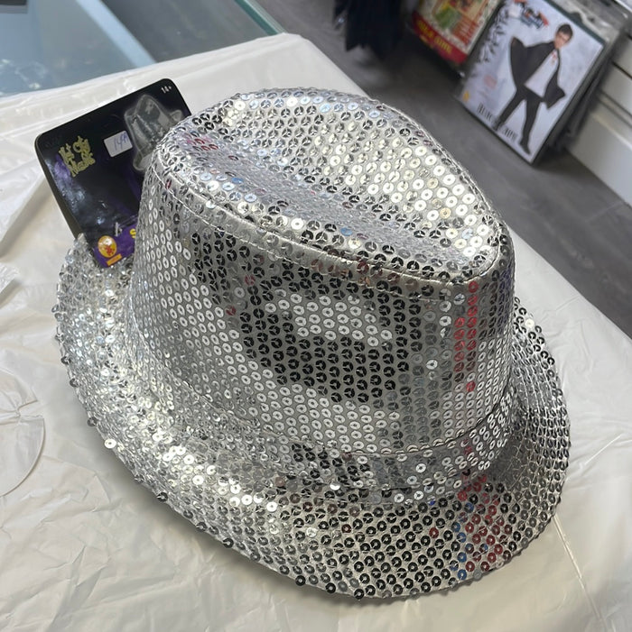 HAT: Fedora/Gangster Hat, Silver sequin
