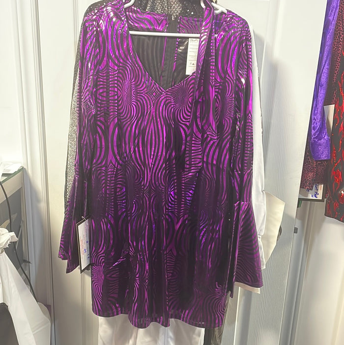 COSTUME RENTAL - X215A Disco Dress, Purple  2 pcs 1X