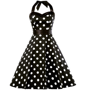 COSTUME RENTAL - J63 1950's Dress, Black and White Polka Dot