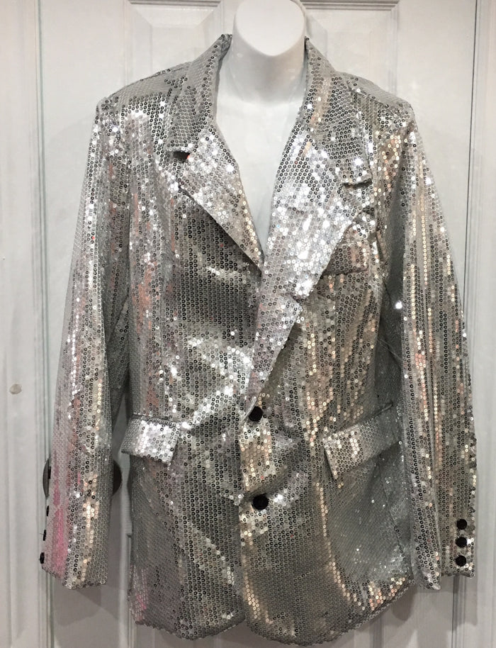 COSTUME RENTAL - X71 Disco Jacket, Silver Sequin Large