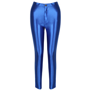 COSTUME RENTAL - X325 Shiny Blue Disco Pants med