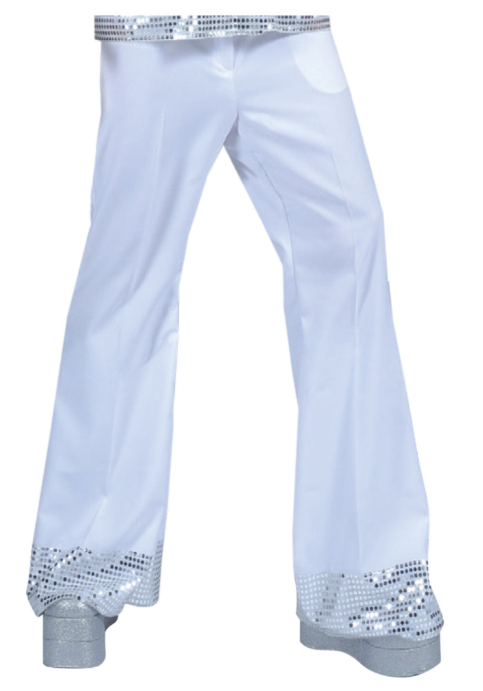 COSTUME RENTAL - X85 Disco Pants, White with sequin trim