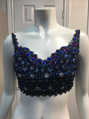 COSTUME RENTAL - X321a 1970's Sequin and Crystal Bra Top