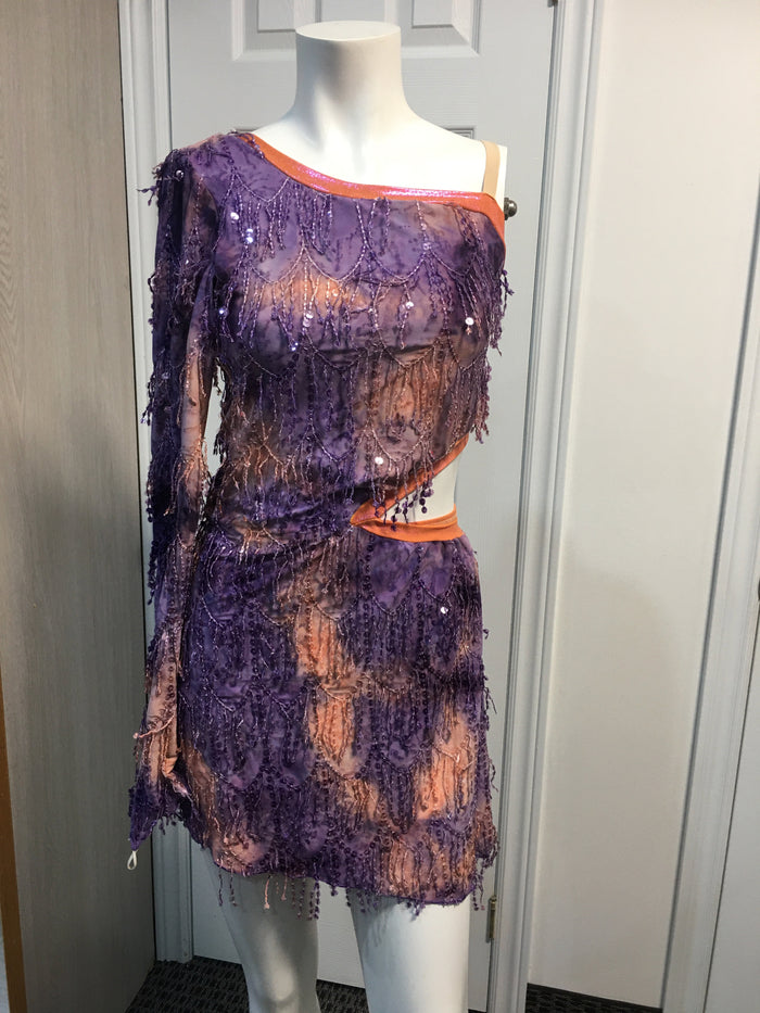 COSTUME RENTAL - X90a 1970's Fringed Disco Dress SML